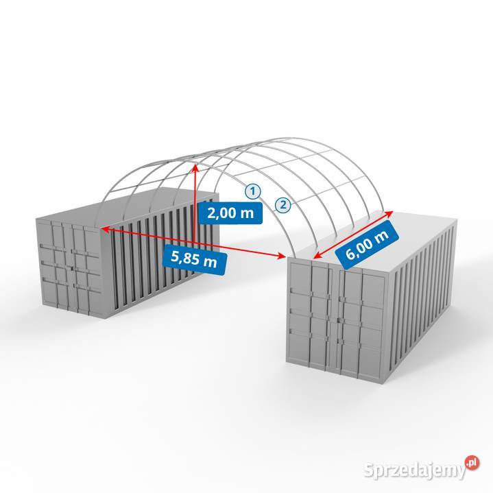 Zadaszenie kontenerowe 6x6m PVC 750gm2 Magazynowanie Wrocław