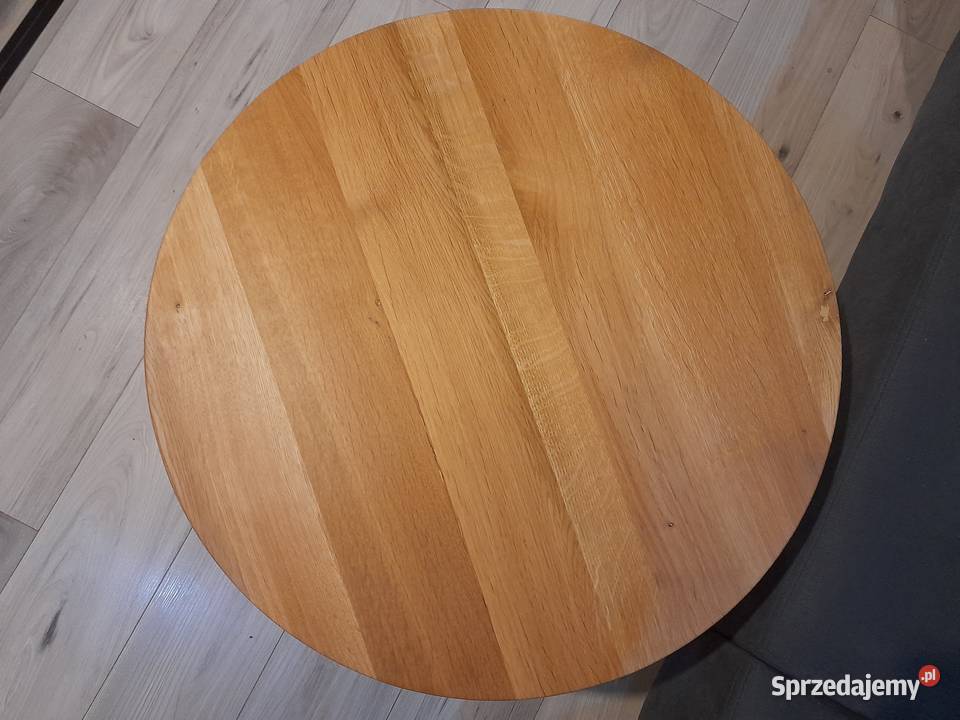 Stolik kawowy dąb lity okrągły 60 stal loft