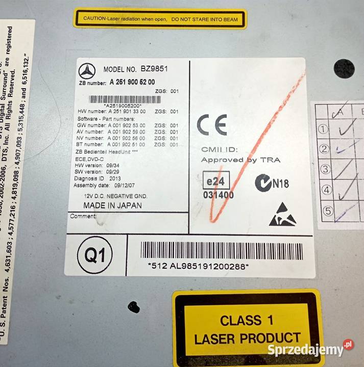 RADIO NAWIGACJA MERCEDES W251 R251 COMAND NTG25