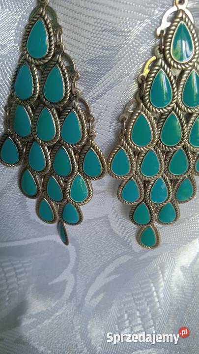 OKAZAŁE TURKUSOWE KOLCZYKI POSREBRZANE Piła