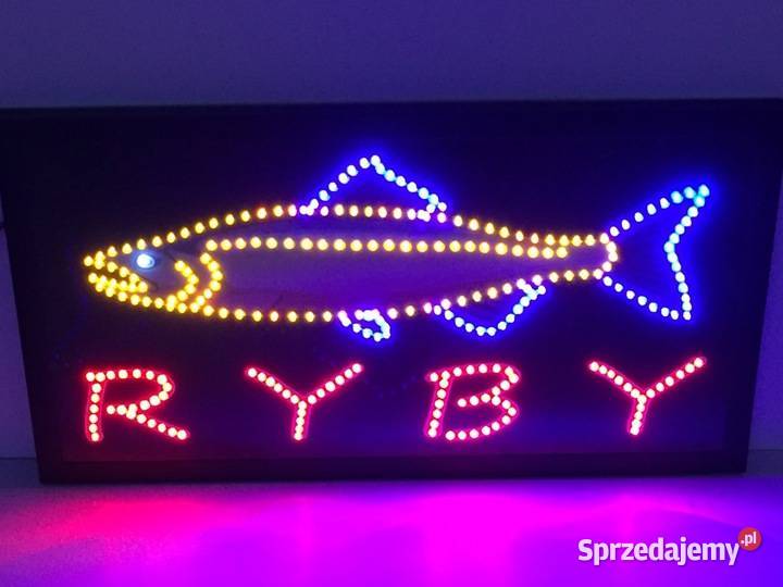 LED Reklama RYBY 68x38 diodowa zewnętrzna GOTOWA Gastronomia mazowieckie Pomiechówek