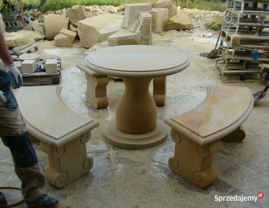 stół ławki z piaskowca kamień naturalny