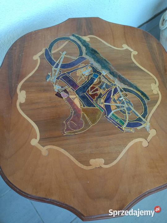 Stolik intarsja stoliczek ozdobny drewniany Siedlisko