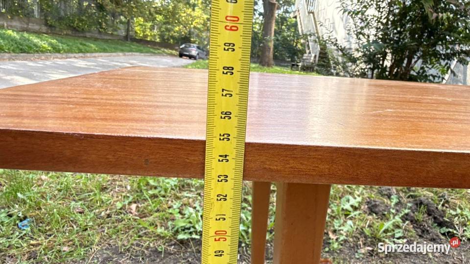 Stolik kawowy PRL 120x50 na skośnych nóżkach Warszawa