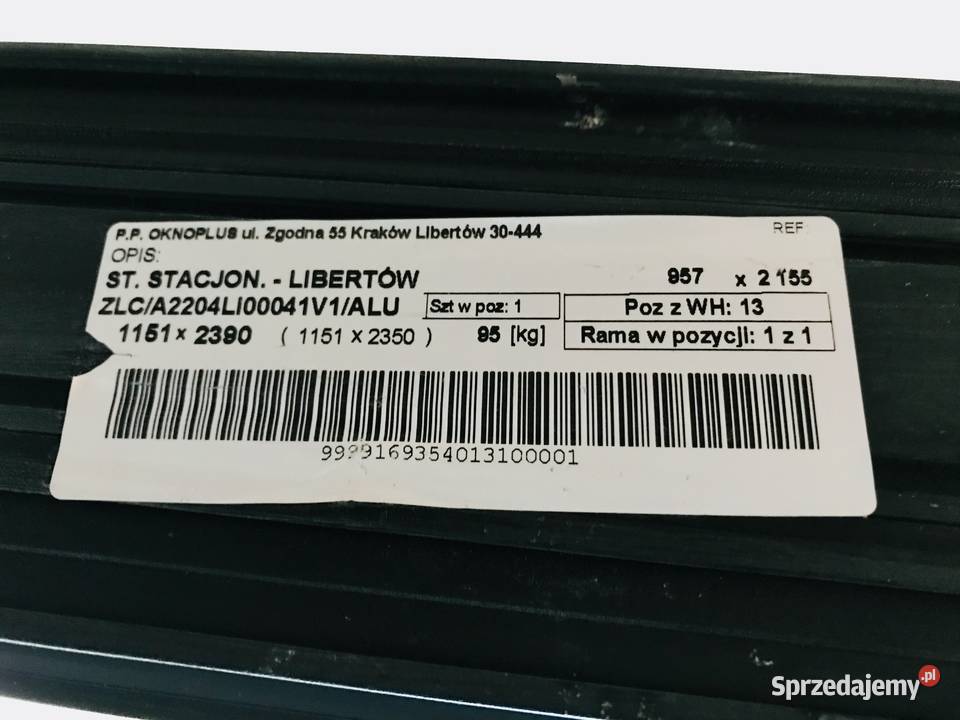 Drzwi okno aluminiowe zewnętrzne szklane nowe Kraków