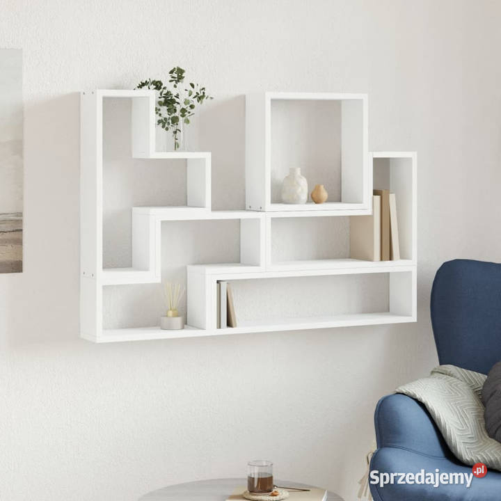 Półka ścienna biała 96x12x64 materiał Warszawa