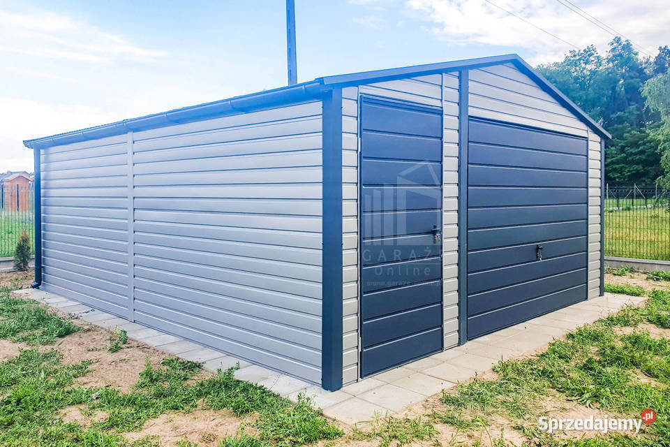 Garaż Blaszany 5x6m Brama Uchylna Drzwi Antracyt