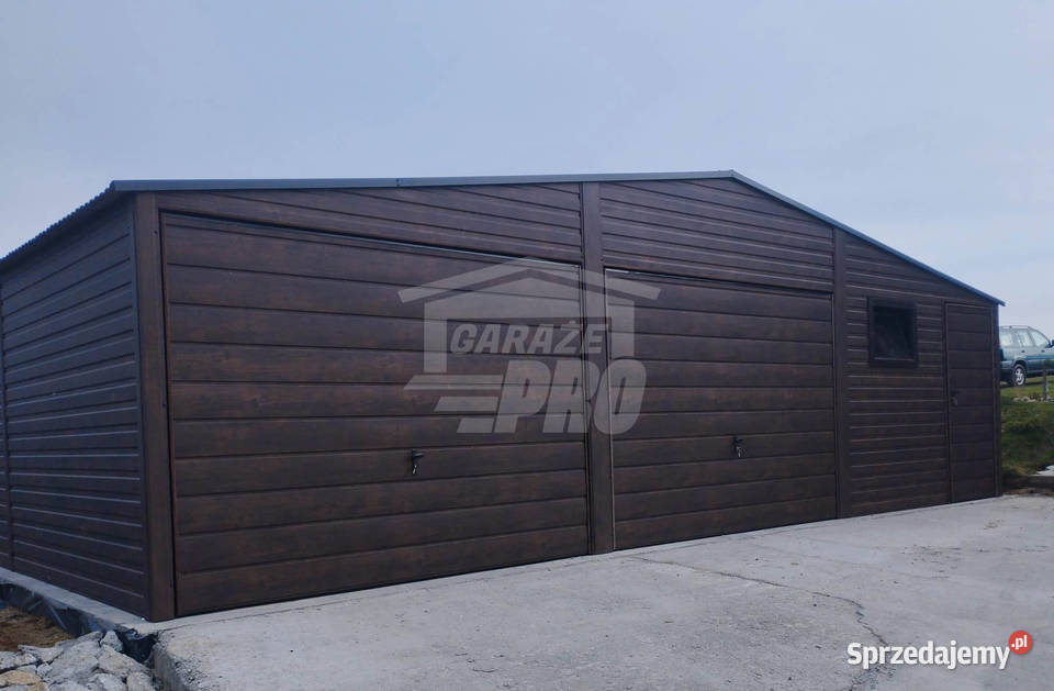 Garaż blaszany 9x6 2x Brama uchylna Ciemny Konin sprzedam