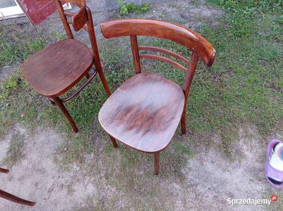 Zabytkowe drewniane krzesła PRL 4 sprzedam