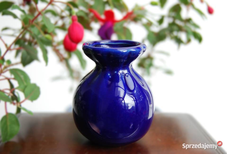 Wazon wazonik ceramiczny kobaltowy kobalt kwiaty lubelskie Lublin sprzedam