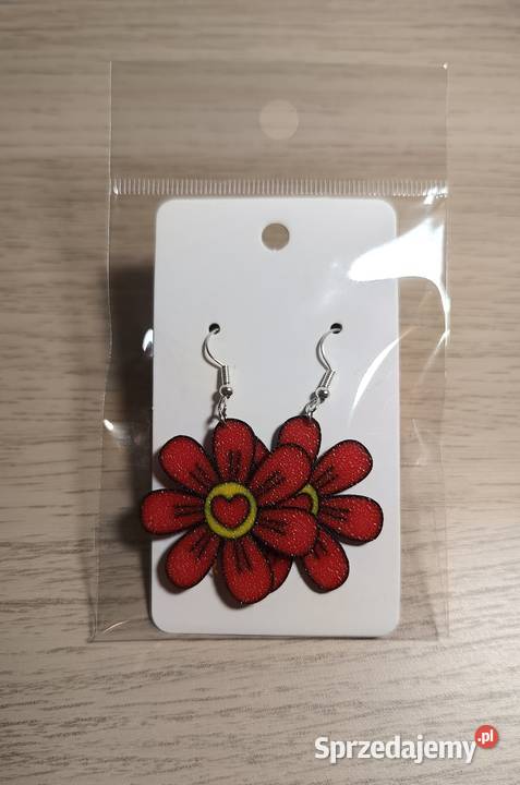 Kolczyki Czerwone Serca w Kwiatach Jeleniów