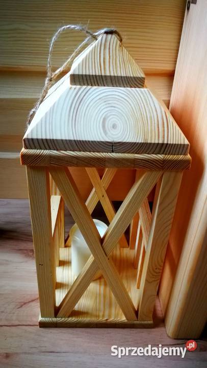 Latarenka drewniana lampion drewniany świecznik Dekoracje i ozdoby Radków