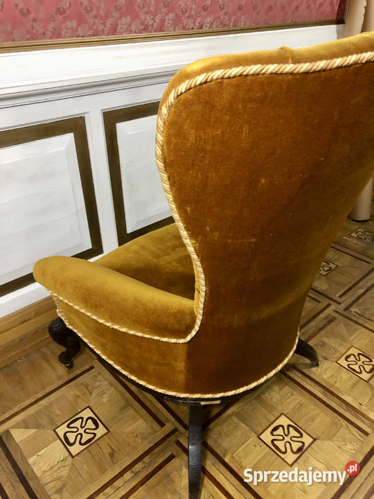 FOTEL USZAK czarny dąb tkanina welur w kolorze Konstancin-Jeziorna