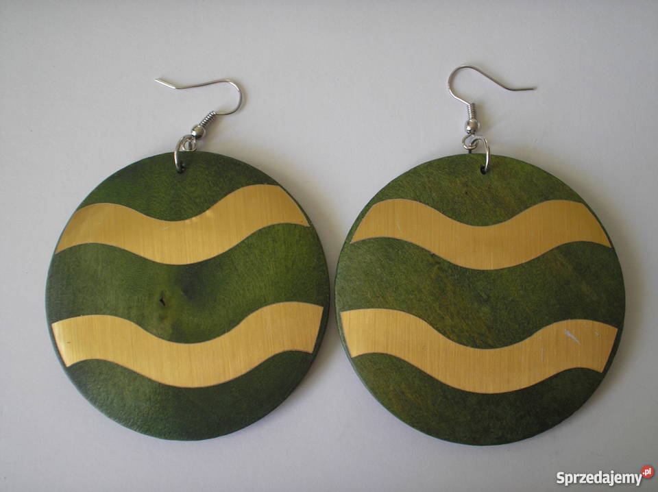 Piękne drewniane kolczyki o średnicy 55 Kraków