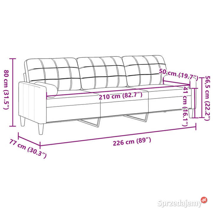 3osobowa sofa z poduszkami ciemnozielona 210 mazowieckie Warszawa