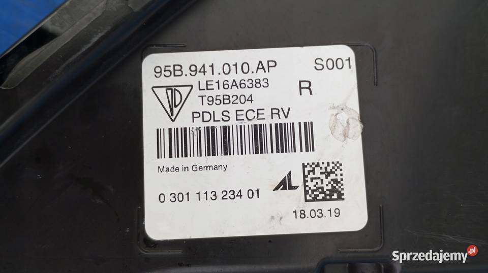 7PP941597BA LAMPA PRAWY PRZÓD EU PORSCHE MACAN Nowy Tomyśl sprzedam