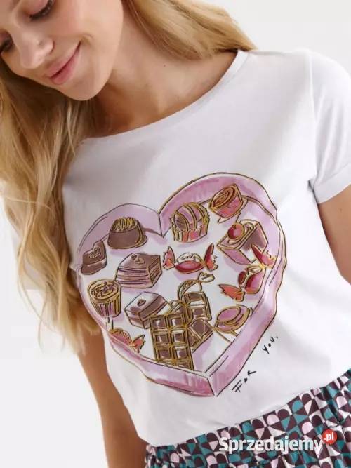 biały tshirt z nadrukiem Top Secret Bluzki i koszule małopolskie Olkusz