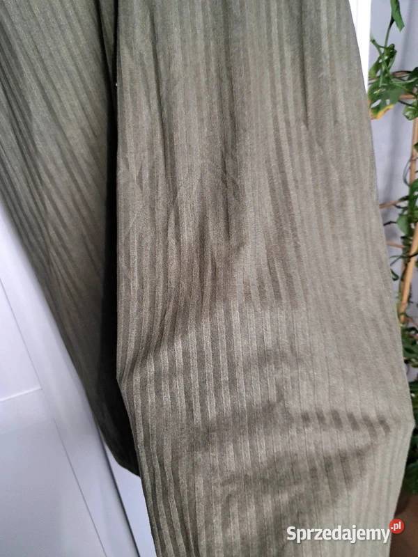 Khaki sukienka z subtelnymi prażkami elegancka i Spódnice i sukienki Moda i Styl Trąbki Wielkie