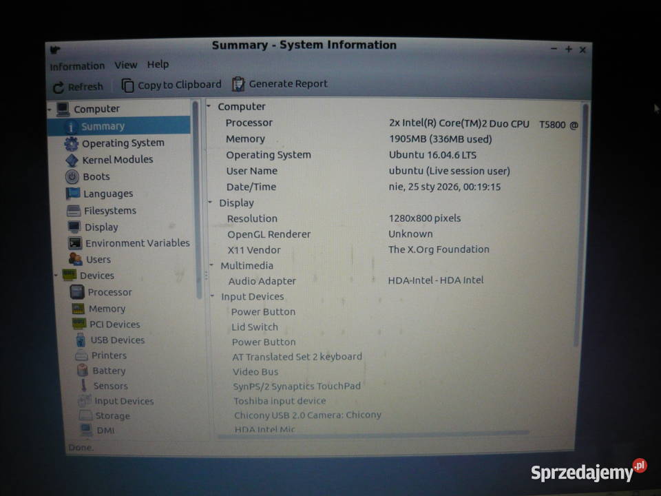 Laptop Toshiba U400 Core 2GHz 2GB Bateria Krotoszyn