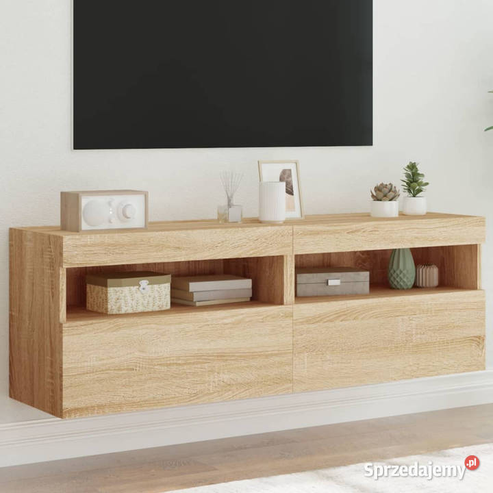 Ścienne szafki TV z LED 2 dąb sonoma 60x30x40 Warszawa