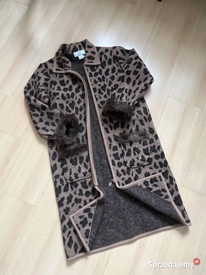 Długi płaszcz 100 wełny tzw boild wool S z brązowy/beżowy Gdańsk sprzedam