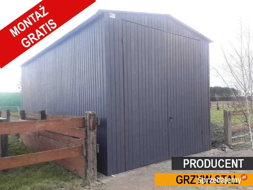 Wysoki Garaż Blaszany otwierany na boki Dąbrowice