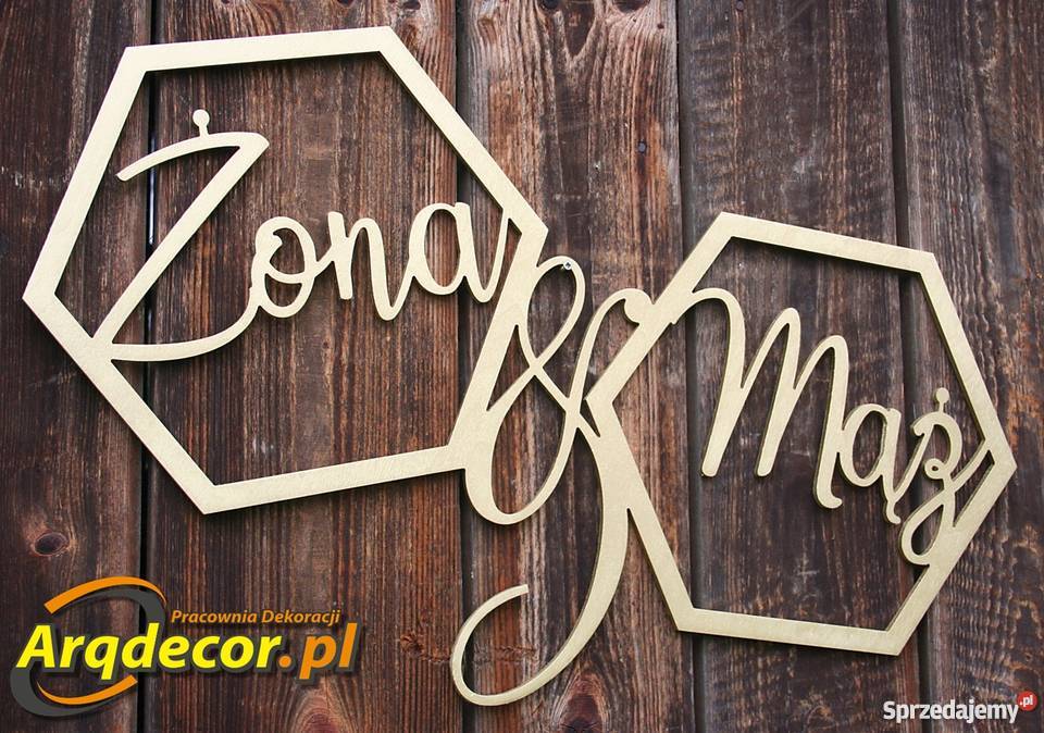 HeksagonMąż Żona duży sześciokąt ślub inny kolor Dębna