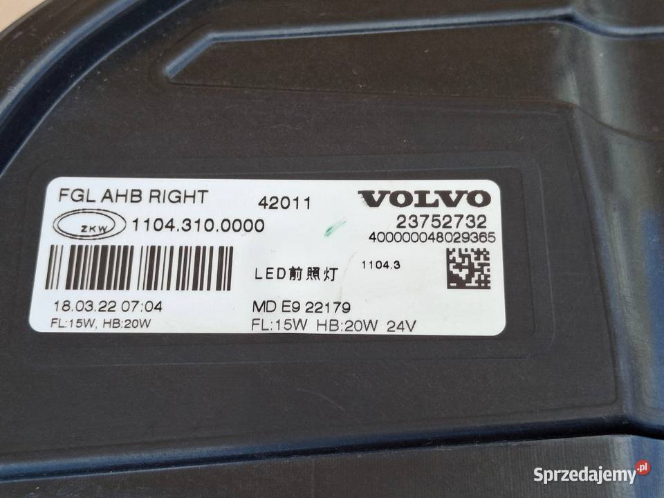 VOLVO FH 5 HALOGEN PRAWY LED LAMPA Bieleń sprzedam