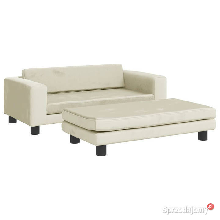 Sofa dziecięca z podnóżkiem kremowa 100x50x30 mazowieckie