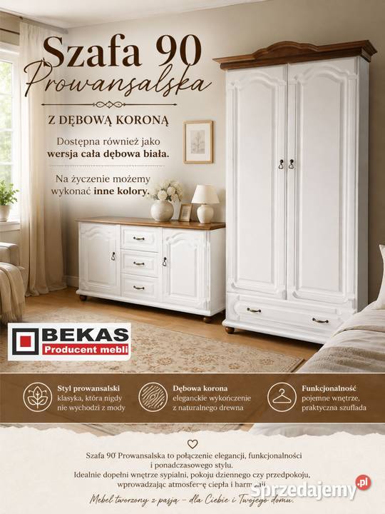 Biała Szafa Stylowa Dąb Prowansalski Bekas Meble podlaskie Białystok