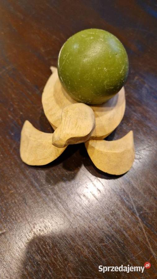 Stara ZABAWKA z drewna ŻÓŁW ręczna pracarzeźba Lublin