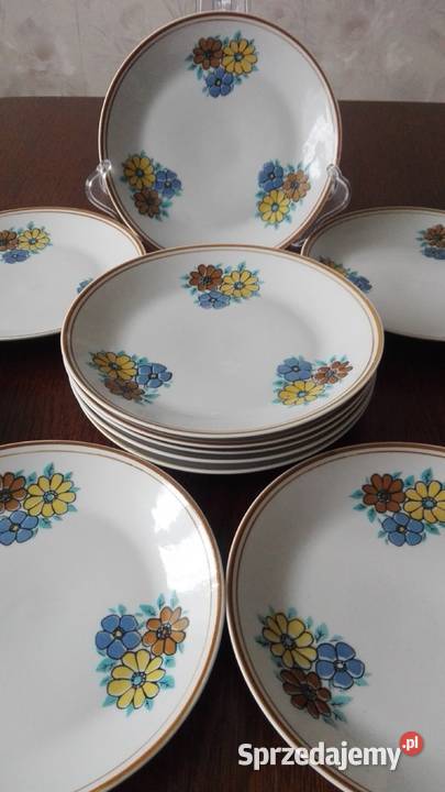 Talerze deserowe 12 porcelana Chodzież PRL Antyki, Sztuka, Kolekcje podlaskie
