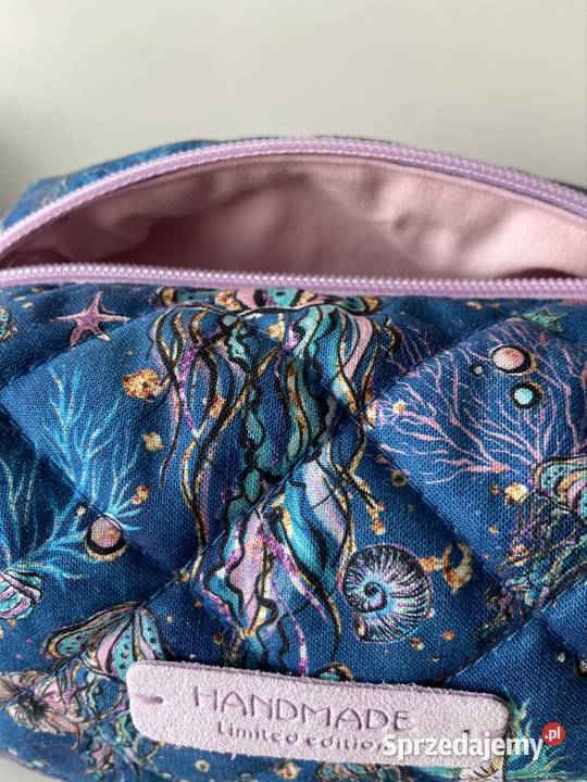 Kosmetyczka z bawełny 100 skórzana naszywka Gdynia