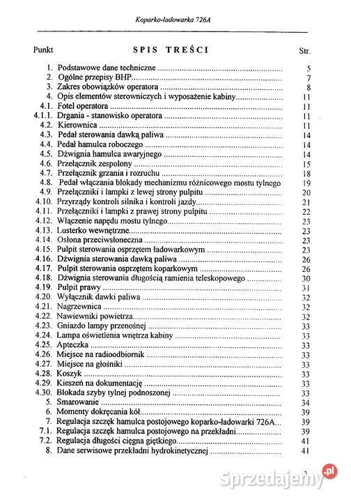 Dtr instrukcja obsługi Waryński 726A koparko miękka Stalowa Wola