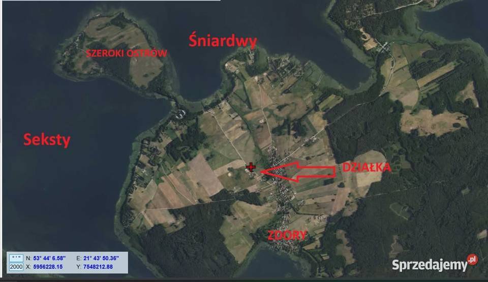 Działka budowlana Zdory 14 arów jezioro Śniardwy woda