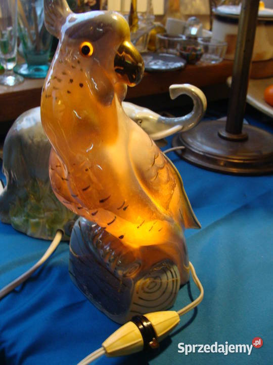 ceramiczna lampa vintage papuga Porcelana i szkło Wrocław sprzedam