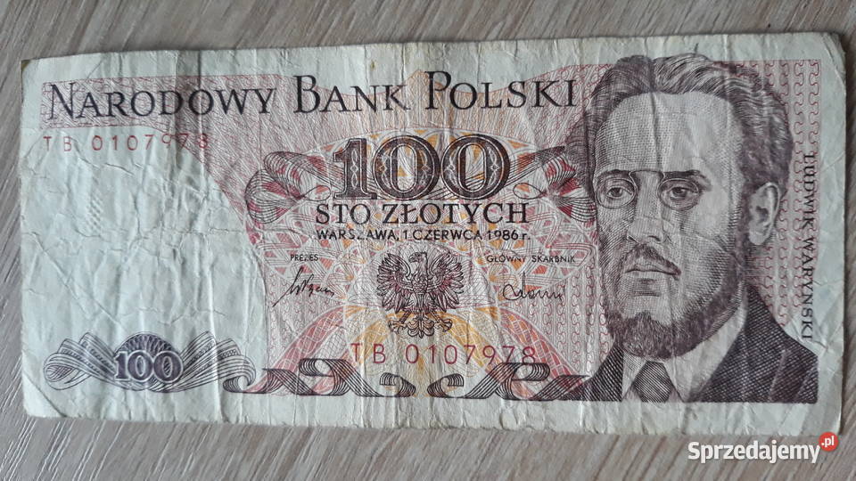 100 złotych 1VI1986 seria TB 1 Konin