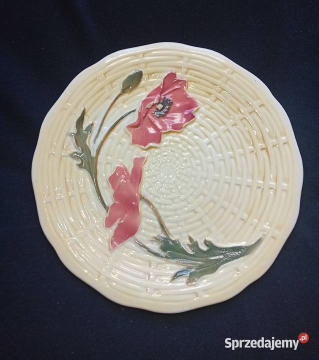 Talerz z wzorem kwitnących maków Majolika Koźminek