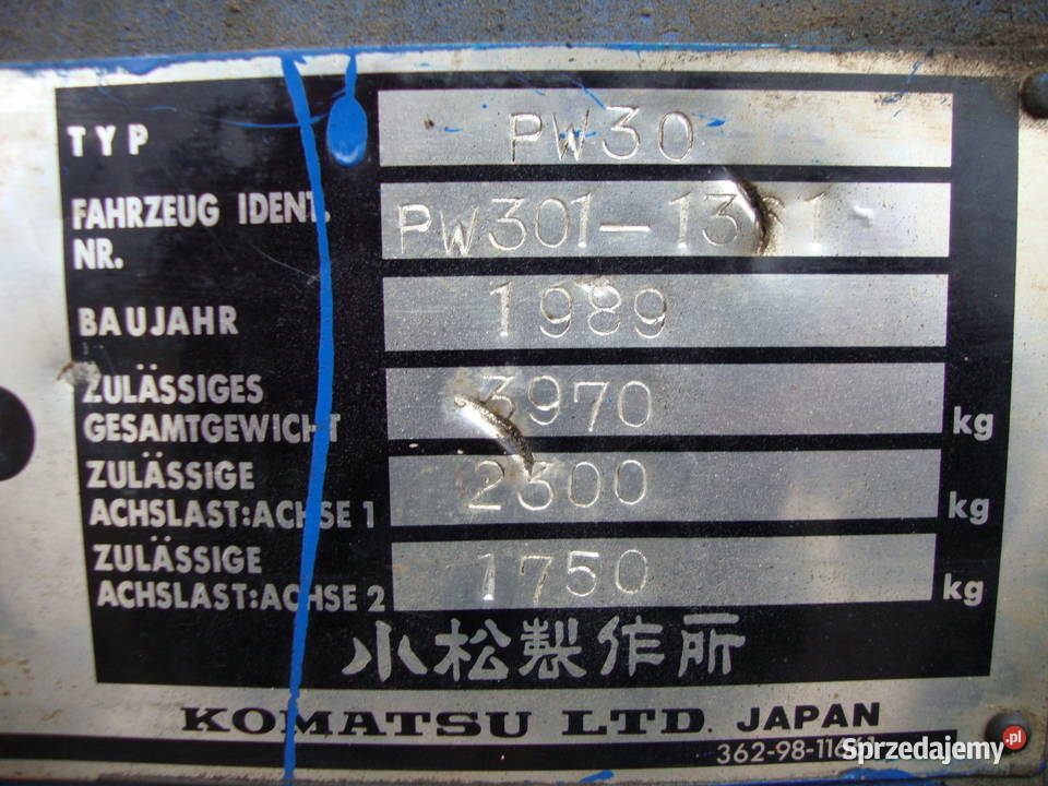 KOMATSU PW30 koparka kołowa waga 3970 Czaplinek sprzedam