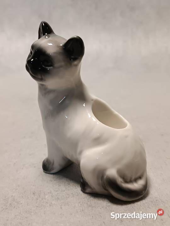 Porcelanowy Świecznik Kot Kotek Figuralny