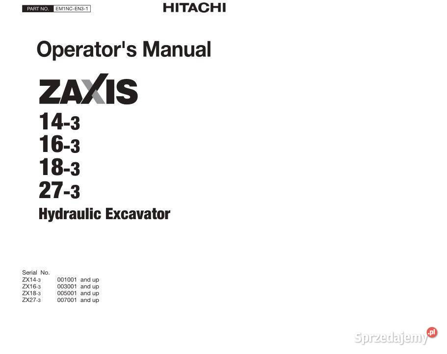 Hitachi Zaxis 143 163 183 273 instrukcja obsługi motoryzacja, transport świętokrzyskie Kielce