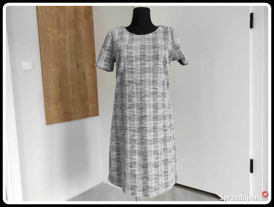 Szara sukienka next 42 XL w kratkę Bez wzoru Płock