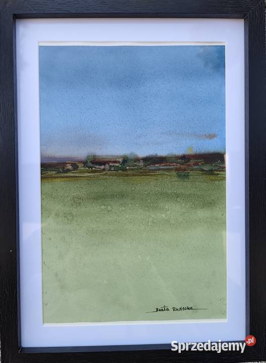 Akwarela Oryginał Pejzaż Abstrakcyjny Nowoczesny