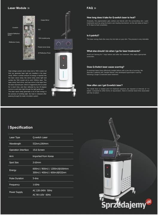 LASER PICO QSWITCH nowy produkcja 2025 laser do sprzedam
