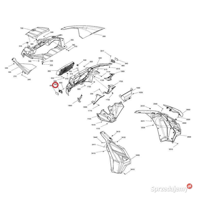 Wspornik lewego odblasku CanAm Maverick BRP Nowy Sącz