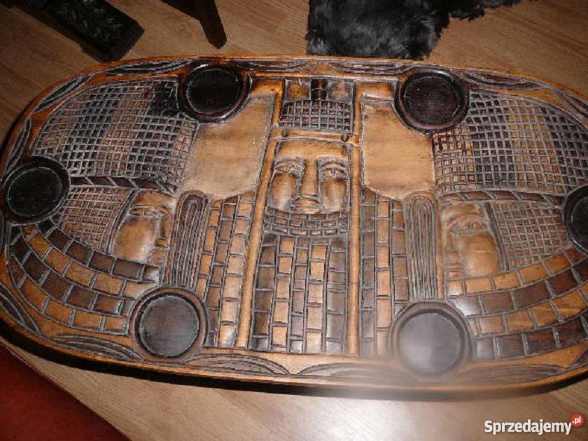 Ława rzeźbiona drewno słonie Afryka heban inny kolor Dekoracje i ozdoby Wrocław