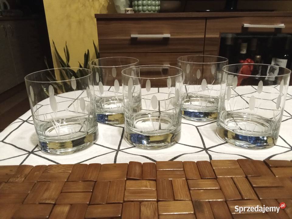 Prl szklanki do whiskey szkło trawione 5