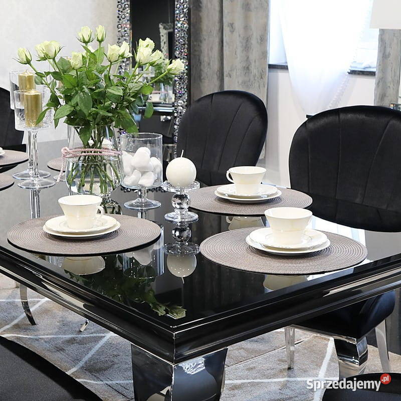 Jadalnia Bellissimo Nero czarny stół glamour Warszawa