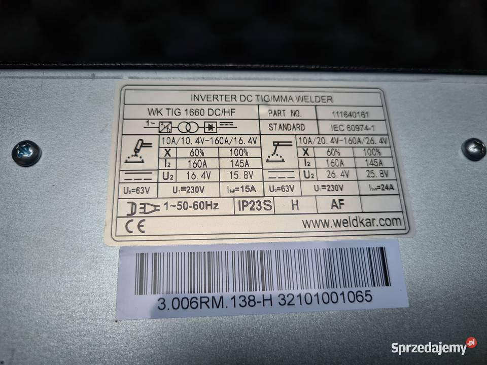 TIG WELDKAR WK 1660 DCHF 160A Produkcja Zduny
