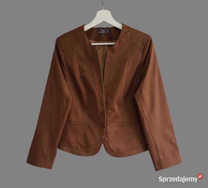 Damski elegancki brązowy żakiet z długim rękawem Rozmiar 42(XL) małopolskie Chrzanów